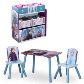 Disney's Frozen II 4-Piece Playroom Solution - Set Includes Table and 2 Chairs and 6 Boxes of Toy Storage