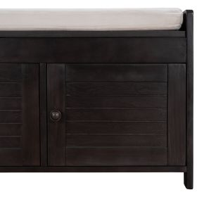 TREXM Storage Bench with 3 Shutter-shaped Doors, Shoe Bench with Removable Cushion and Hidden Storage Space (Espresso, OLD SKU: WF284226AAP)