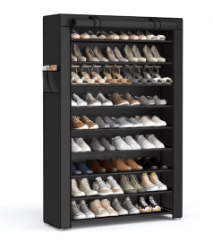 Shoe Rack, 9 Tier Shoe Organizer with Nonwoven Fabric Cover, Shoe Storage Shelf for 40-50 Pairs of Shoe