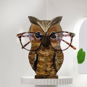 1pc Animal Glasses Holder; Wooden Eyeglass Holder; Cute Animal Glasses Holder; Handmade Carving Sunglasses Display Rack; For Desktop Accessory; H (Items: Owl)