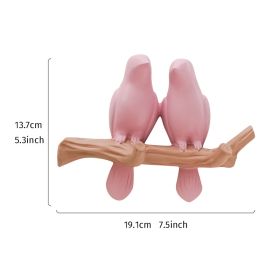 1pc Two Little Birds Resin Decorative Hook; Home Wall Decor Crafts (Color: Pink)