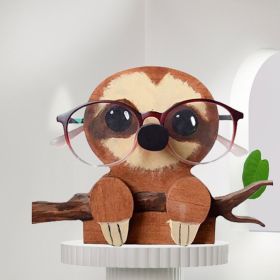 1pc Animal Glasses Holder; Wooden Eyeglass Holder; Cute Animal Glasses Holder; Handmade Carving Sunglasses Display Rack; For Desktop Accessory; H (Items: Sloth)