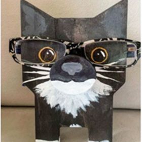 1pc Animal Glasses Holder; Wooden Eyeglass Holder; Cute Animal Glasses Holder; Handmade Carving Sunglasses Display Rack; For Desktop Accessory; H (Items: Black Cat)
