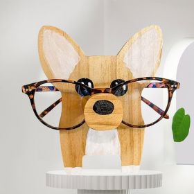 1pc Animal Glasses Holder; Wooden Eyeglass Holder; Cute Animal Glasses Holder; Handmade Carving Sunglasses Display Rack; For Desktop Accessory; H (Items: Corgi Dog)