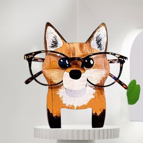 1pc Animal Glasses Holder; Wooden Eyeglass Holder; Cute Animal Glasses Holder; Handmade Carving Sunglasses Display Rack; For Desktop Accessory; H (Items: Fox)