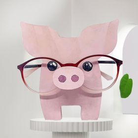 1pc Animal Glasses Holder; Wooden Eyeglass Holder; Cute Animal Glasses Holder; Handmade Carving Sunglasses Display Rack; For Desktop Accessory; H (Items: Piggy)