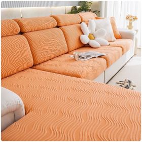 Jacquard velvet full set sofa cover, new fabric, sofa special anti slip sticker, sofa cover, backrest cover, towel (Color: Ximan Premium Orange, size: XL+)