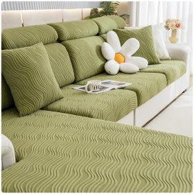 Jacquard velvet full set sofa cover, new fabric, sofa special anti slip sticker, sofa cover, backrest cover, towel (Color: Ximan Matcha Green, size: L+)
