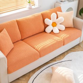 Shake fleece sofa cover, all inclusive universal cover, lazy elastic sofa cover, all season universal anti cat scratch sofa cover (Color: Jingmi Orange, size: L+)