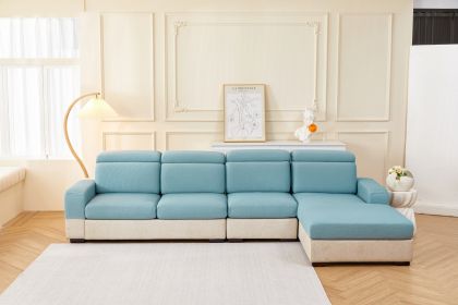 Elastic sofa cover, waterproof universal all inclusive sofa cushion, all season universal anti slip sofa hat (Color: Waffle Sky Blue, size: S)