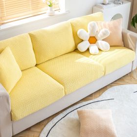 Shake fleece sofa cover, all inclusive universal cover, lazy elastic sofa cover, all season universal anti cat scratch sofa cover (Color: Jingmi Yellow, size: Pillow cover 45 * 45cm)