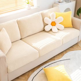 Shake fleece sofa cover, all inclusive universal cover, lazy elastic sofa cover, all season universal anti cat scratch sofa cover (Color: Jingmi Beige, size: Pillow cover 45 * 45cm)