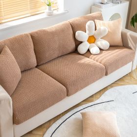 Shake fleece sofa cover, all inclusive universal cover, lazy elastic sofa cover, all season universal anti cat scratch sofa cover (Color: Jingmi Shallow Coffee, size: S+)
