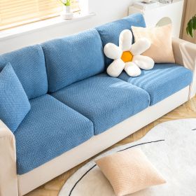 Shake fleece sofa cover, all inclusive universal cover, lazy elastic sofa cover, all season universal anti cat scratch sofa cover (Color: Jingmi Lake Blue, size: XL+)