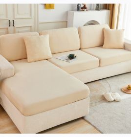 Ice Silk Elastic Sofa Hat Full Package Universal Set New Simple Modern Anti slip Sofa Cover Summer Cover (Color: Beige, size: cushion cover 45*45cm)