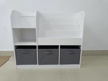 Kids Bookcase and Bookshelf, Multifunctional Bookcase with 3 Collapsible Fabric Drawers, Bookcase Display Stand, Toy Storage Organizer for Bedroo (Color: as Pic)
