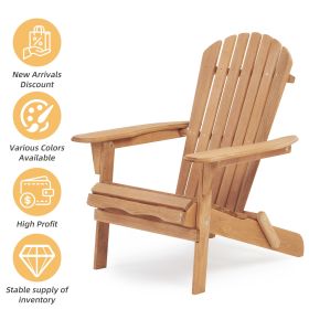 Wooden Outdoor Folding Adirondack Chair Set of 2 Wood Lounge Patio Chair for Garden,Garden, Lawn, Backyard, Deck, Pool Side, Fire Pit,Half Assemb (Color: as Pic)