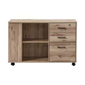 3-Drawer Black Oak Wood 39.37 in. W Lateral File Cabinet (Colour: PWS-PD2410-OAK)